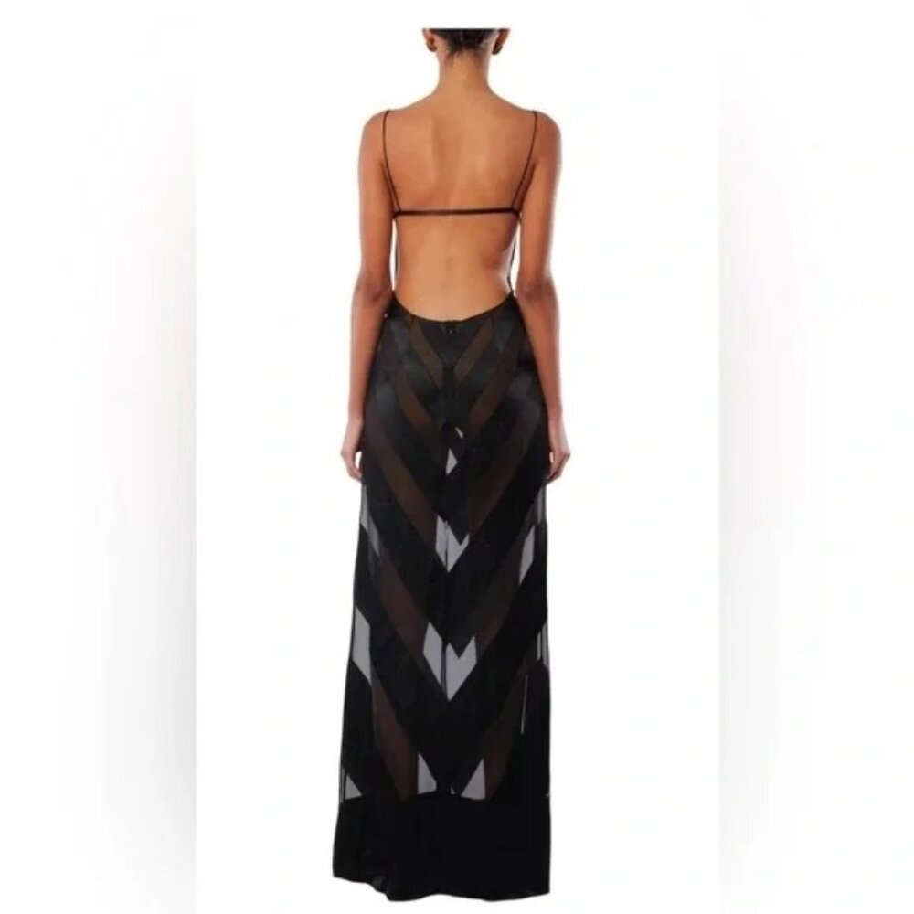 Casablanca Chevron Silk Devore Evening Gown Black Size 36 NWT - Picture 3 of 8